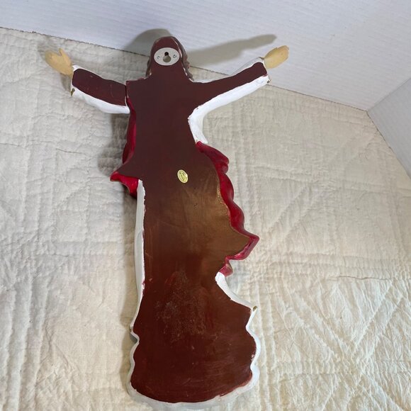 Large Hand-Painted Jesus Christ Wall Hanging Statue With Open Arms Design - Picture 6 of 12